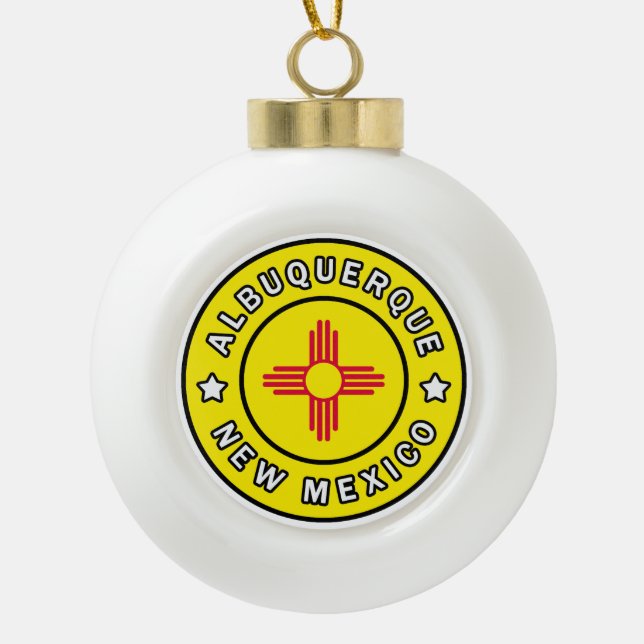 Albuquerque New Mexico Ceramic Ball Christmas Ornament (Front)
