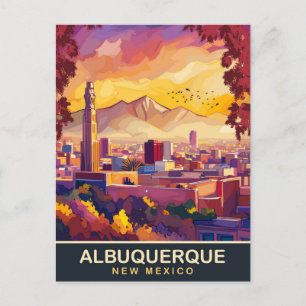 Albuquerque, New Mexico, City Skyline, Travel Postcard