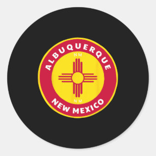 Albuquerque New Mexico Nm Zia Flag Pride Dge Souve Classic Round Sticker