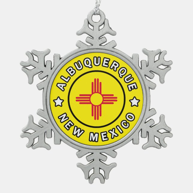 Albuquerque New Mexico Snowflake Pewter Christmas Ornament (Front)