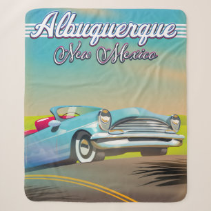 Albuquerque New Mexico travel poster. Sherpa Blanket