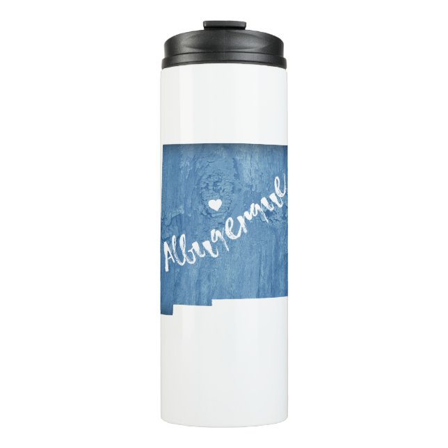 Albuquerque New Mexico Wood Grain Thermal Tumbler (Front)
