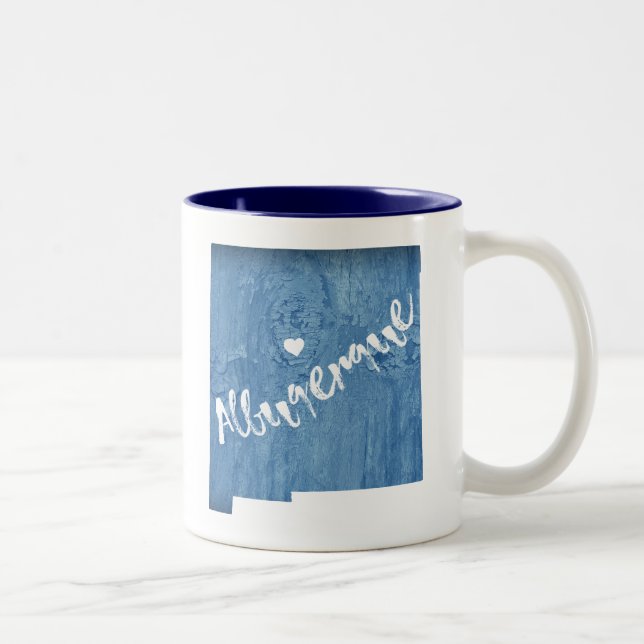 Albuquerque New Mexico Wood Grain Two-Tone Coffee Mug (Right)