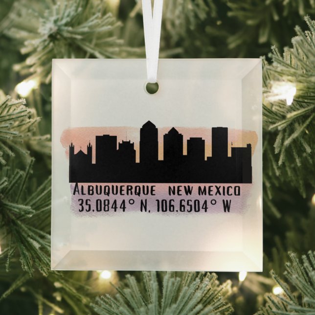 Albuquerque NM City Skyline Glass Ornament (Insitu)