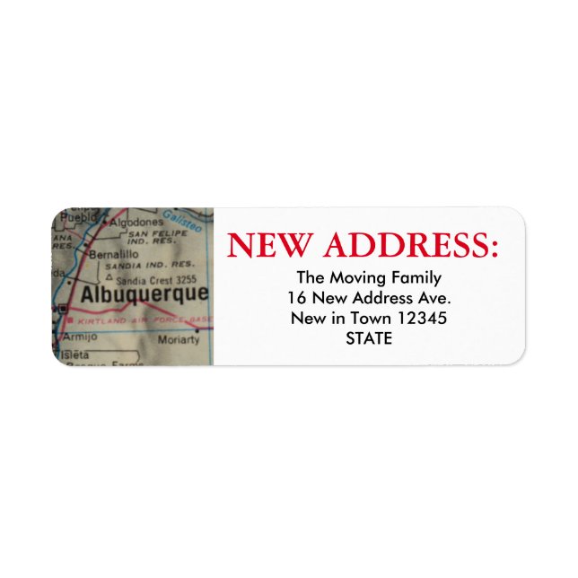 Albuquerque Nouveau Étiquette d'adresse (Devant)