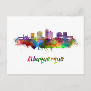 Albuquerque skyline in watercolor postcard