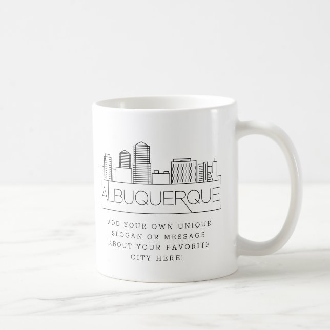 Albuquerque Stylized Skyline | Custom Slogan  Coffee Mug (Right)