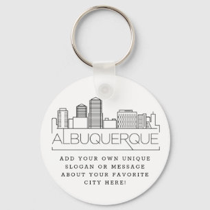 Albuquerque Stylized Skyline   Custom Slogan Keychain