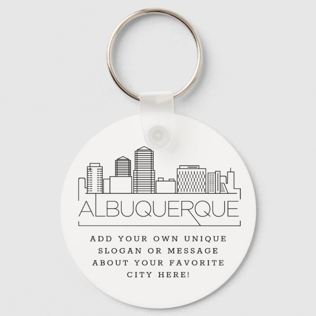 Albuquerque Stylized Skyline | Custom Slogan Keychain (Front)