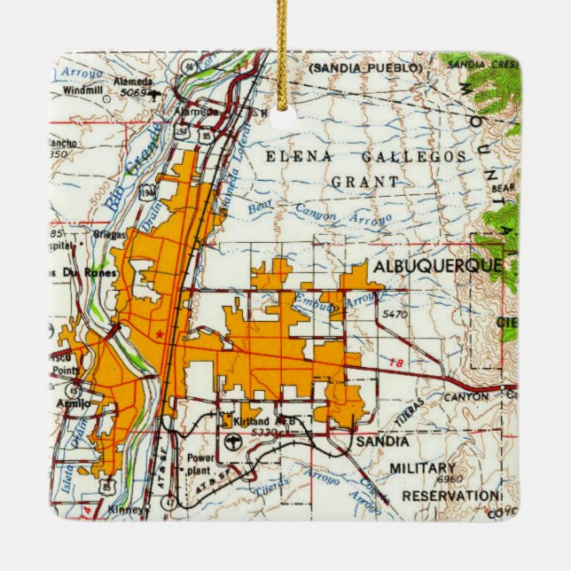 Albuquerque Vintage Topo Map Ceramic Ornament (Back)
