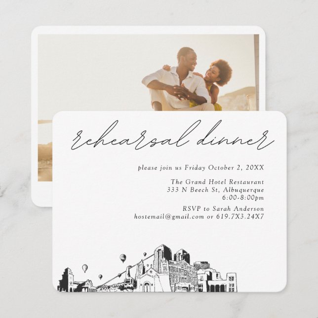 Albuquerque Wedding Elegant Rehearsal Dinner Enclosure Card (Front/Back)
