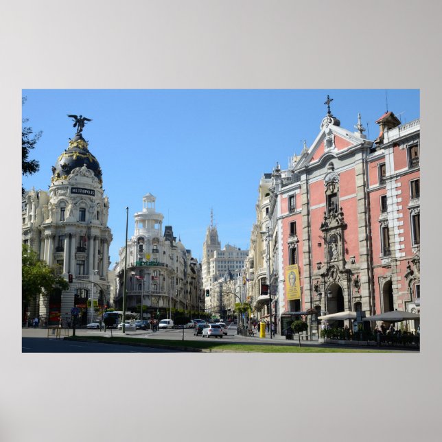 Alcala et Gran Via Street, Madrid Poster (Devant)