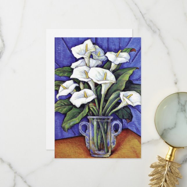 Alcatraces, fine art floral painting thank you card (Front/Back In Situ)