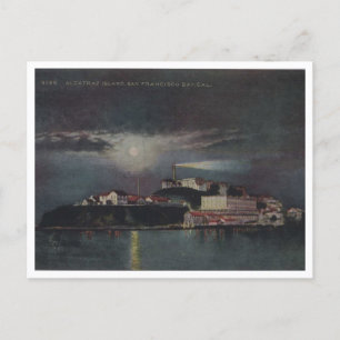 Alcatraz at Night, San Francisco, Vintage Postcard