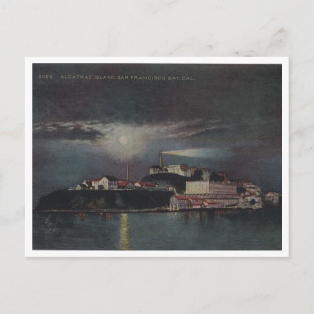 Alcatraz at Night, San Francisco, Vintage Postcard (Front)