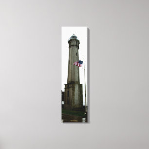 Alcatraz Island Lighthouse & Flag Vertical Canvas Print