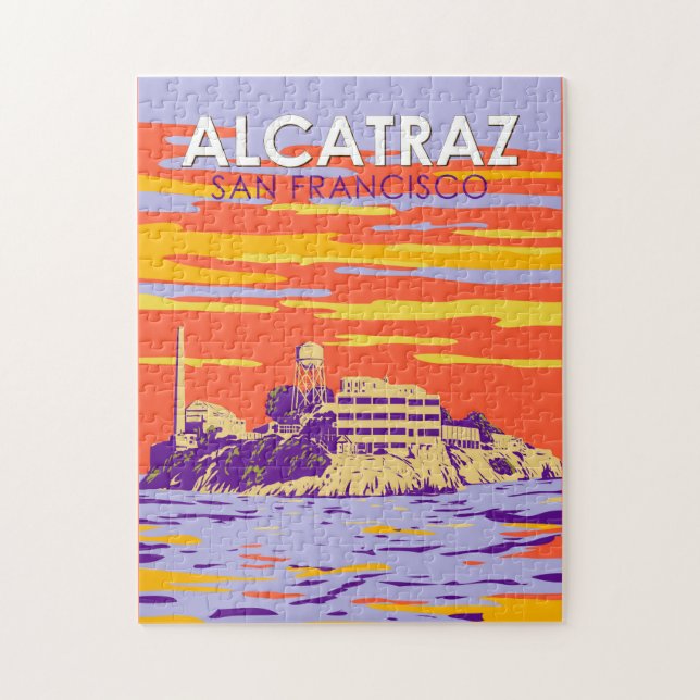 Alcatraz Island San Francisco Travel Art Vintage Jigsaw Puzzle (Vertical)