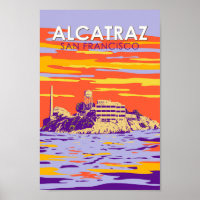 Alcatraz Island San Francisco Travel Art Vintage