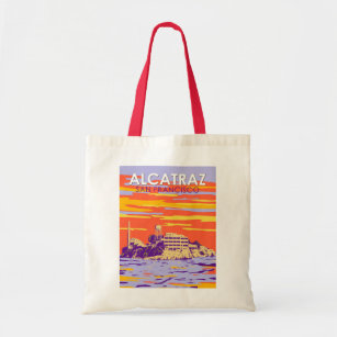 Alcatraz Island San Francisco Travel Art Vintage Tote Bag