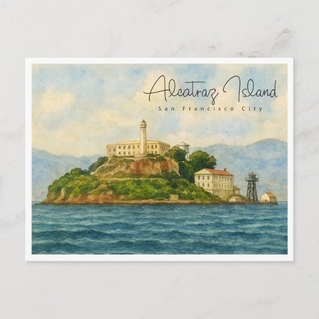 Alcatraz Island – San Francisco Travel Landmark Holiday Postcard (Front)
