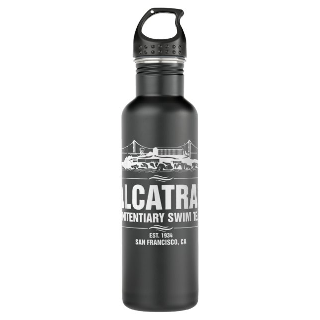 Alcatraz Penitentiary Swim Teamhirt Jail Prisoner  710 Ml Water Bottle (Front)