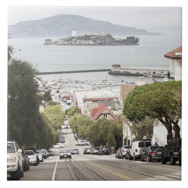 Alcatraz prison viewed from San Francisco Tile (Front)