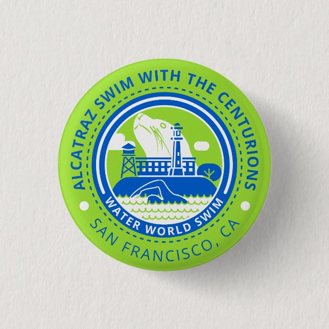 Alcatraz Swim with the Centurions button (Front)