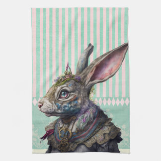 Alce in wonderland White rabbit watercolour Kitchen Towel