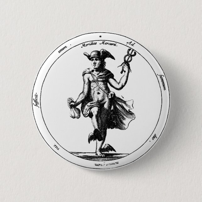Alchemical Mercury and caduceus 2 Inch Round Button (Front)