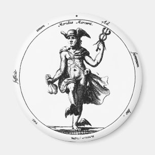 Alchemical Mercury and caduceus Magnet