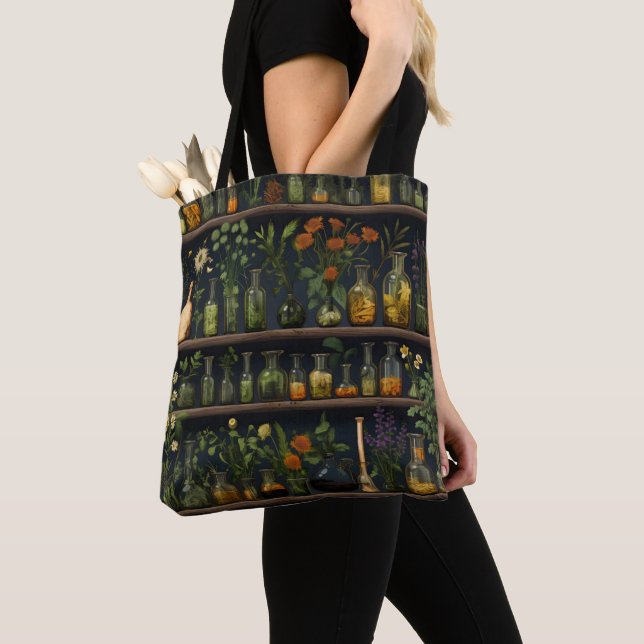 Alchemist Herbarium Shelf Tote Bag (Close Up)