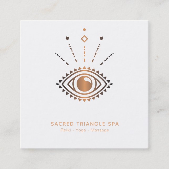 *~* Alchemist Mystic Eye Shaman Sacred Geometry Square Business Card (Front)