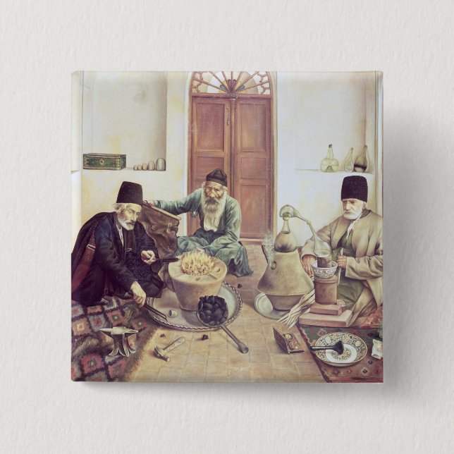 Alchemists, 1893 2 inch square button (Front)