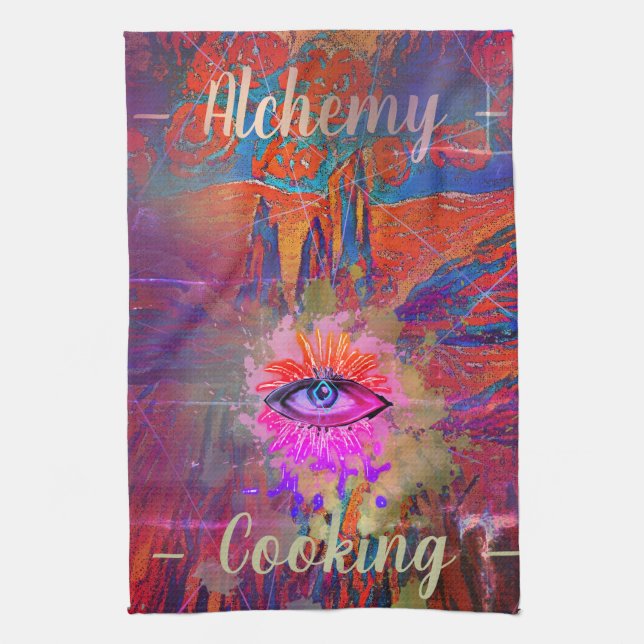 Alchemy Cooking Eye, Mount, Roses in the Sky Kitchen Towel (Vertical)