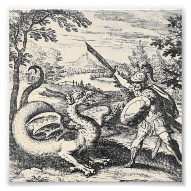Alchemy Dragon Fights Gladiator Photo Print (Front)
