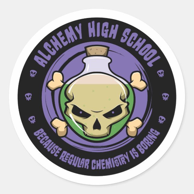 Alchemy High School Funny Chemistry Sticker (Front)