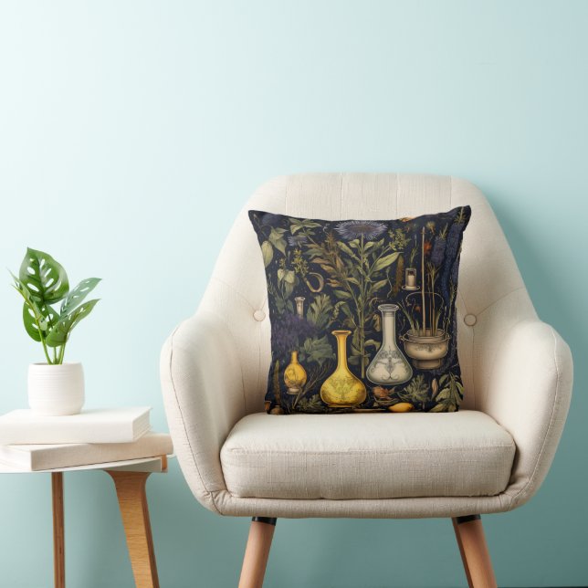 Alchemy Magic Herbs Throw Pillow (Chair)