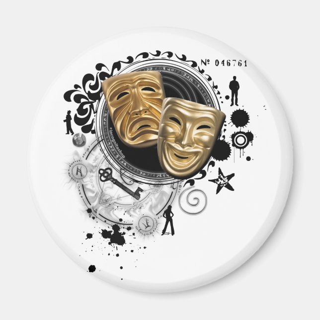 Alchemy of Acting Drama Masks Magnet (Front)