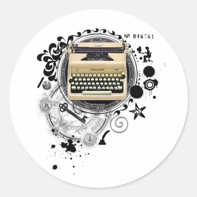 Alchemy of Writing Typewriter Classic Round Sticker (Front)