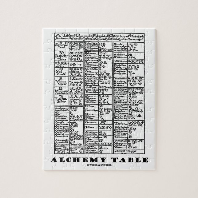Alchemy Table (Medieval Chemistry Symbols) Jigsaw Puzzle (Vertical)