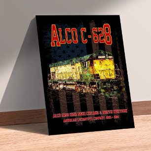 Alco C-628 Diesel Locomotive and American flag Photo Print