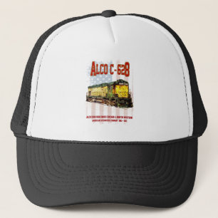 Alco C-628 Diesel Locomotive and American flag Trucker Hat