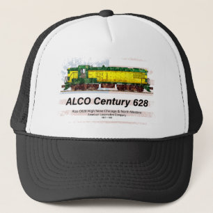 Alco C-628 Diesel Locomotive and American flag Trucker Hat