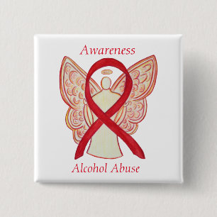 Alcohol Abuse Awareness Ribbon Angel Custom Pin