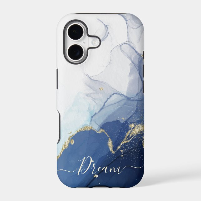 Alcohol blue ink iPhone Case (Back)