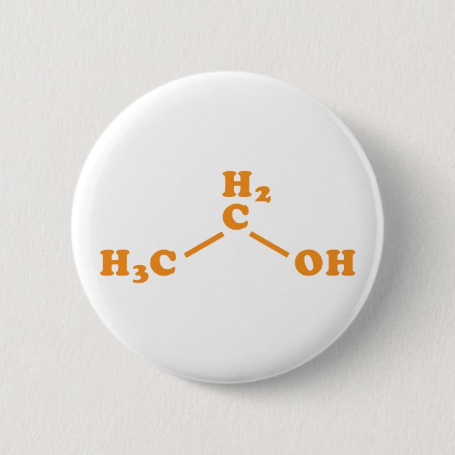 Alcohol Ethanol Molecular Chemical Formula 2 Inch Round Button (Front)