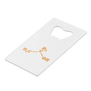 Alcohol Ethanol Molecular Chemical Formula Credit Card Bottle Opener