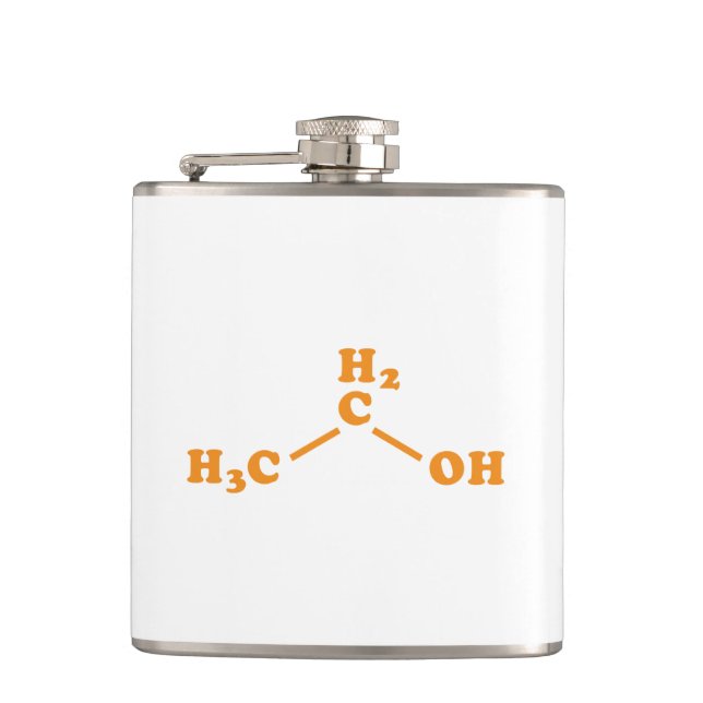 Alcohol Ethanol Molecular Chemical Formula Hip Flask (Front)