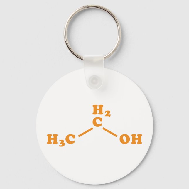 Alcohol Ethanol Molecular Chemical Formula Keychain (Front)