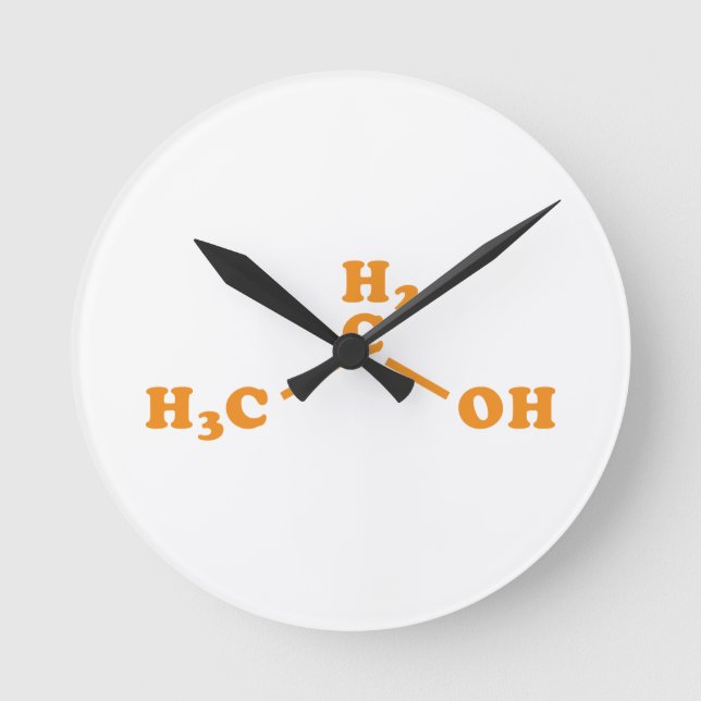 Alcohol Ethanol Molecular Chemical Formula Round Clock (Front)
